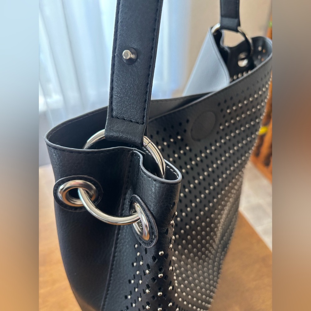 Charming Charlie Black Studded Shoulder Bag Set